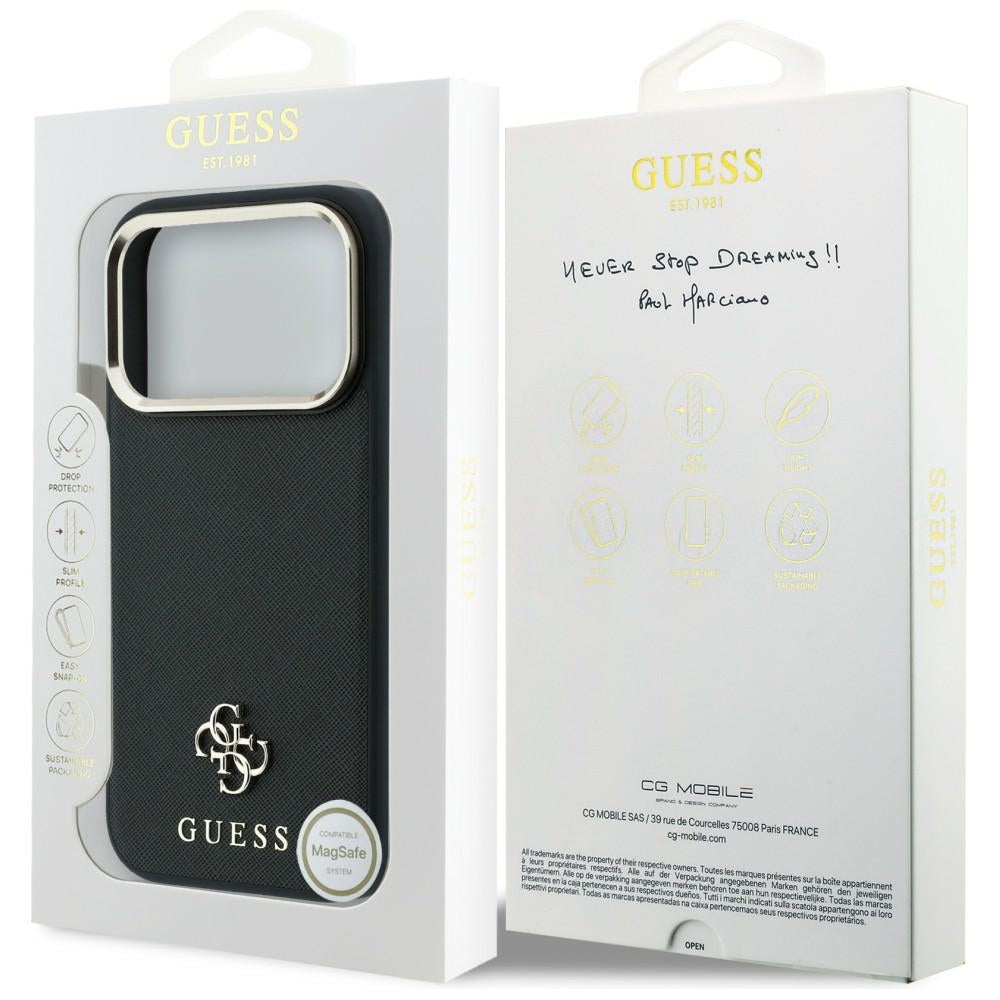 MagSafe maska za Apple iPhone 18 Pro Max / 17 Pro Max, Guess, Saffiano Small 4G Classic, Crna