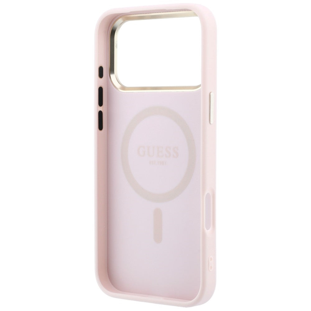 MagSafe maska za Apple iPhone 18 Pro Max / 17 Pro Max, Guess, Saffiano Small 4G Classic, Roza
