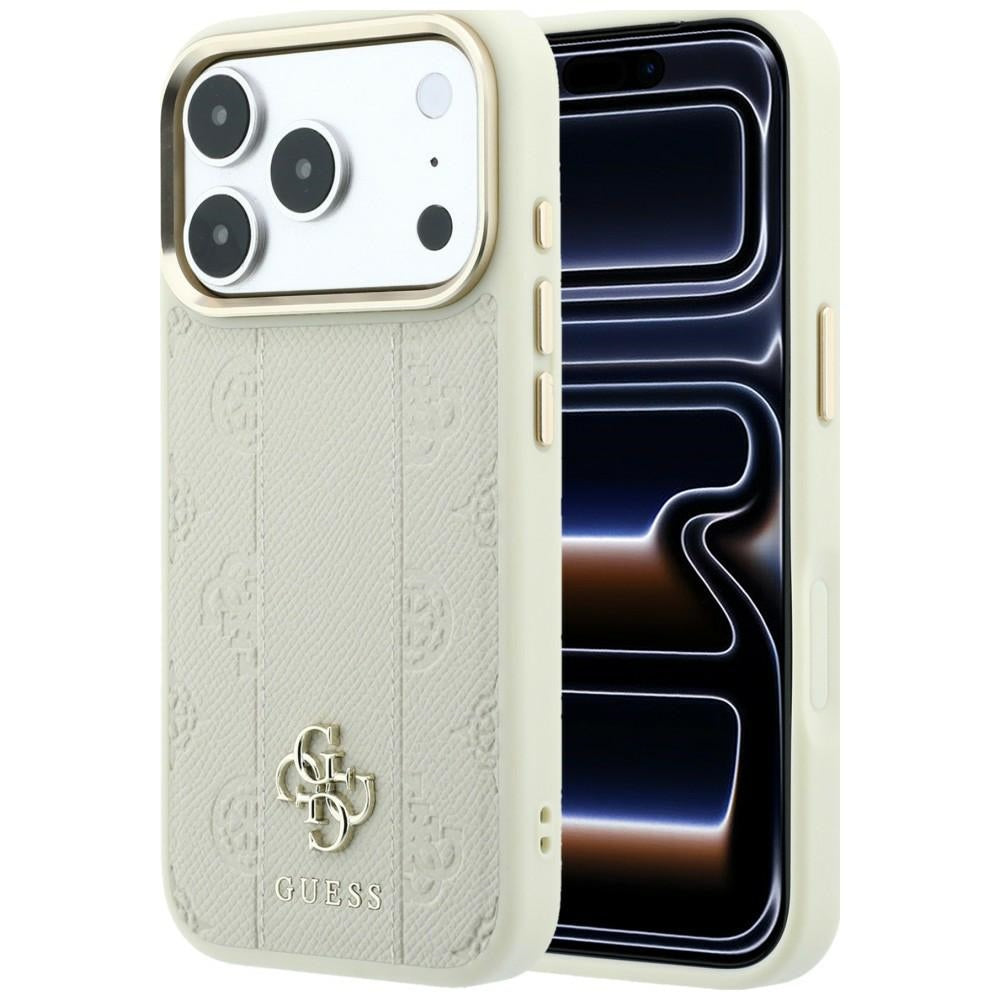MagSafe maska za Apple iPhone 18 Pro Max / 17 Pro Max, Guess, Stripe Peony 4G, Bež