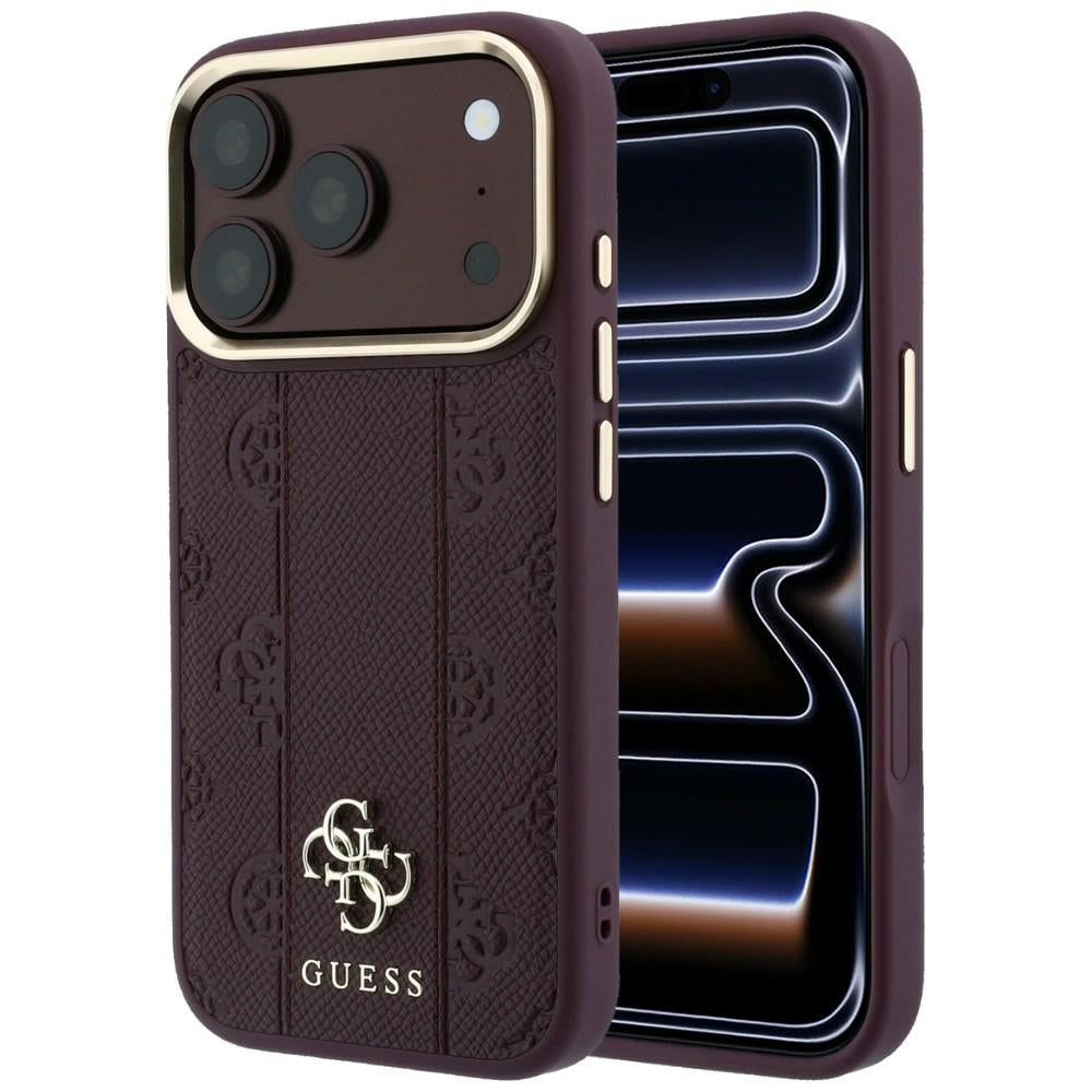 MagSafe maska za Apple iPhone 18 Pro Max / 17 Pro Max, Guess, Stripe Peony 4G, Bordo