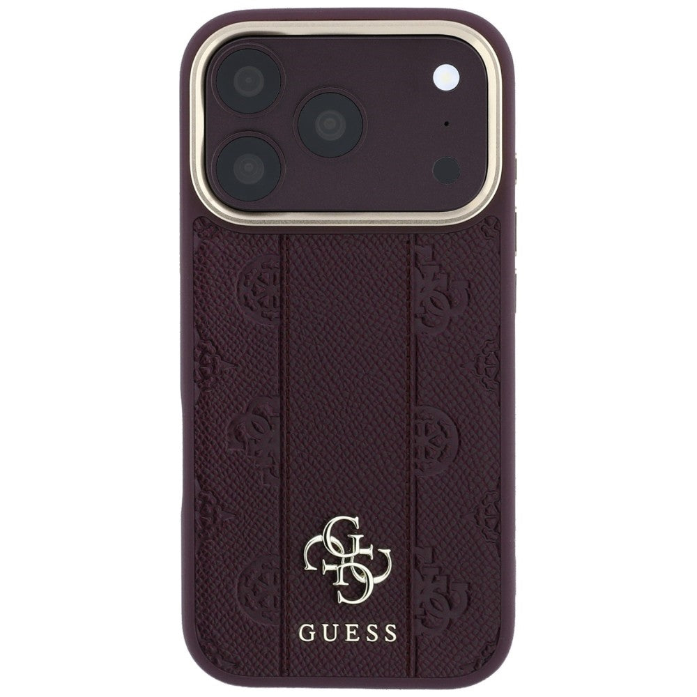 MagSafe maska za Apple iPhone 18 Pro Max / 17 Pro Max, Guess, Stripe Peony 4G, Bordo