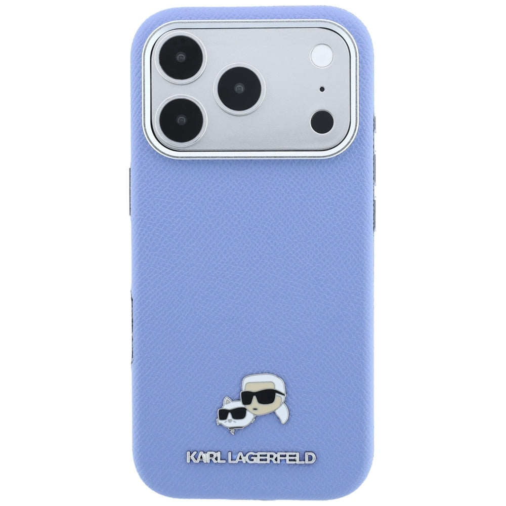 MagSafe maska za Apple iPhone 18 Pro Max / 17 Pro Max, Karl Lagerfeld, Grained Karl & Choupette Head's Metal, Plava