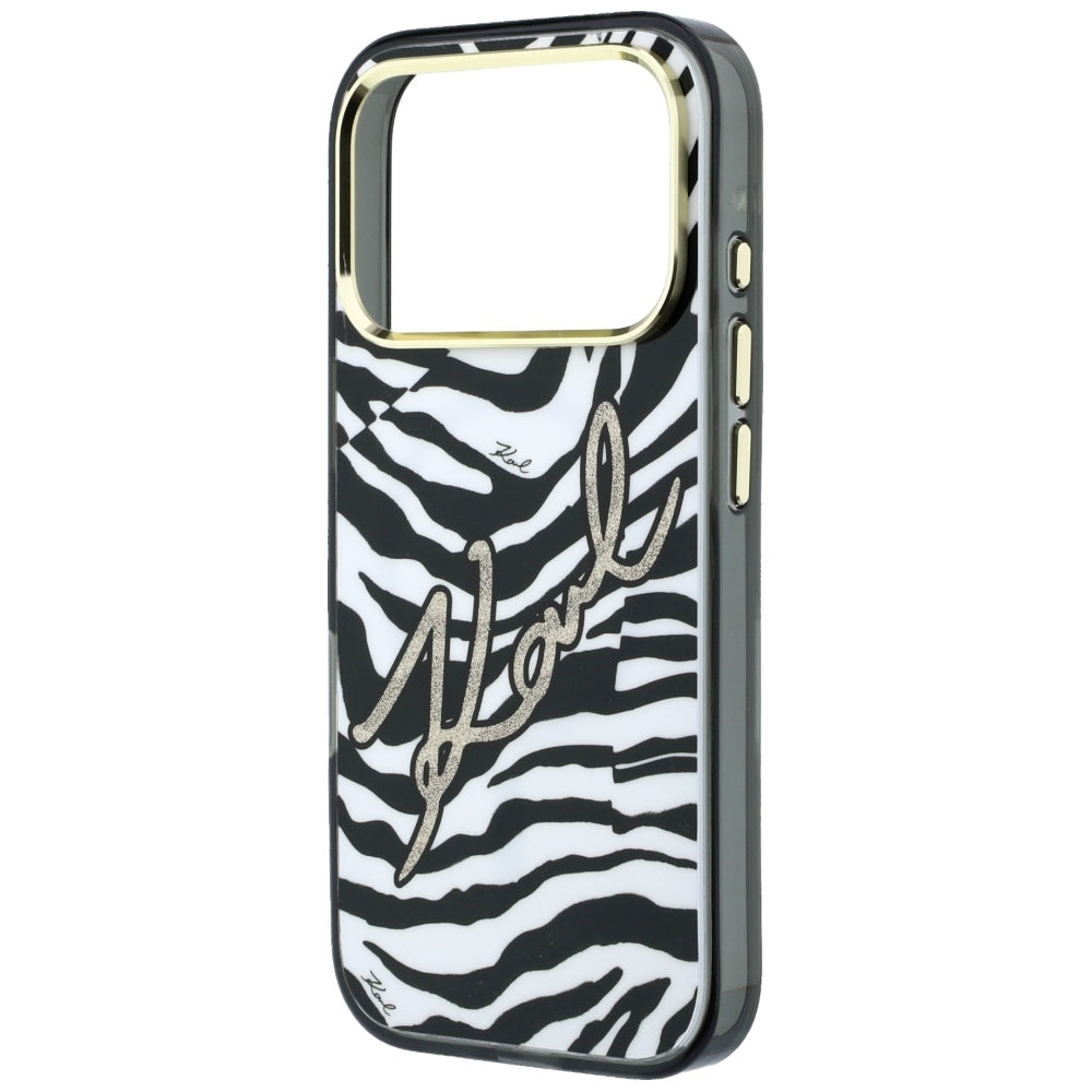 MagSafe maska za Apple iPhone 18 Pro Max / 17 Pro Max, Karl Lagerfeld, HC IML Signature Zebra Glitter Gold, Crna