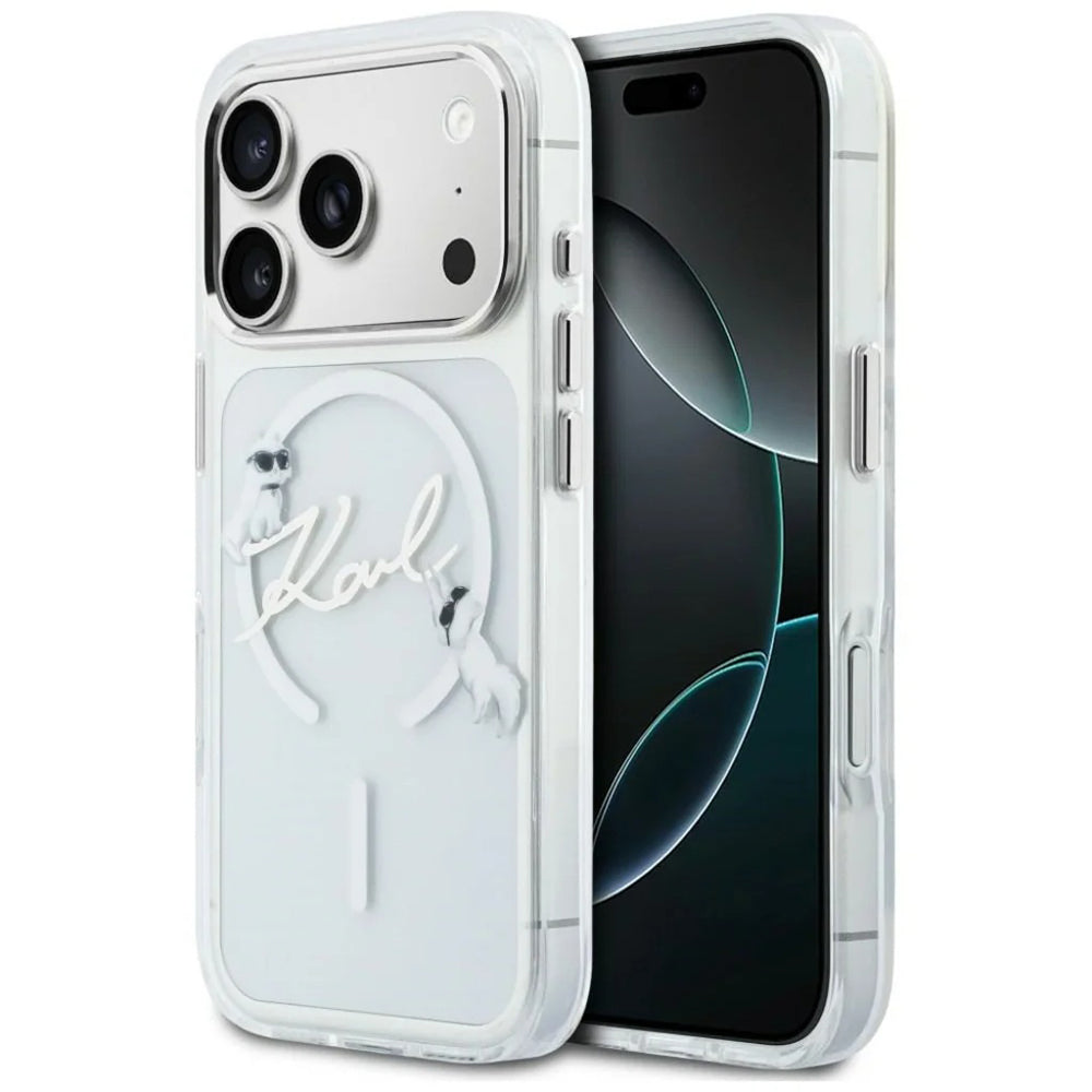 MagSafe maska za Apple iPhone 18 Pro Max / 17 Pro Max, Karl Lagerfeld, IML Choupette Karl Script Logo, Prozirna