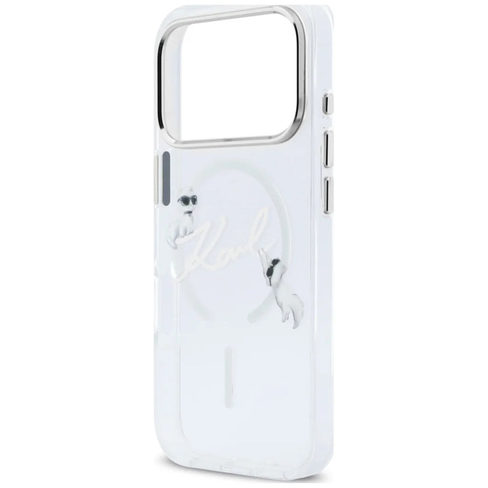 MagSafe maska za Apple iPhone 18 Pro Max / 17 Pro Max, Karl Lagerfeld, IML Choupette Karl Script Logo, Prozirna