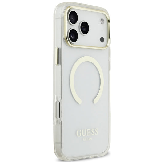 MagSafe maska za Apple iPhone 18 Pro Max, Guess, Metal Outline, Zlatna