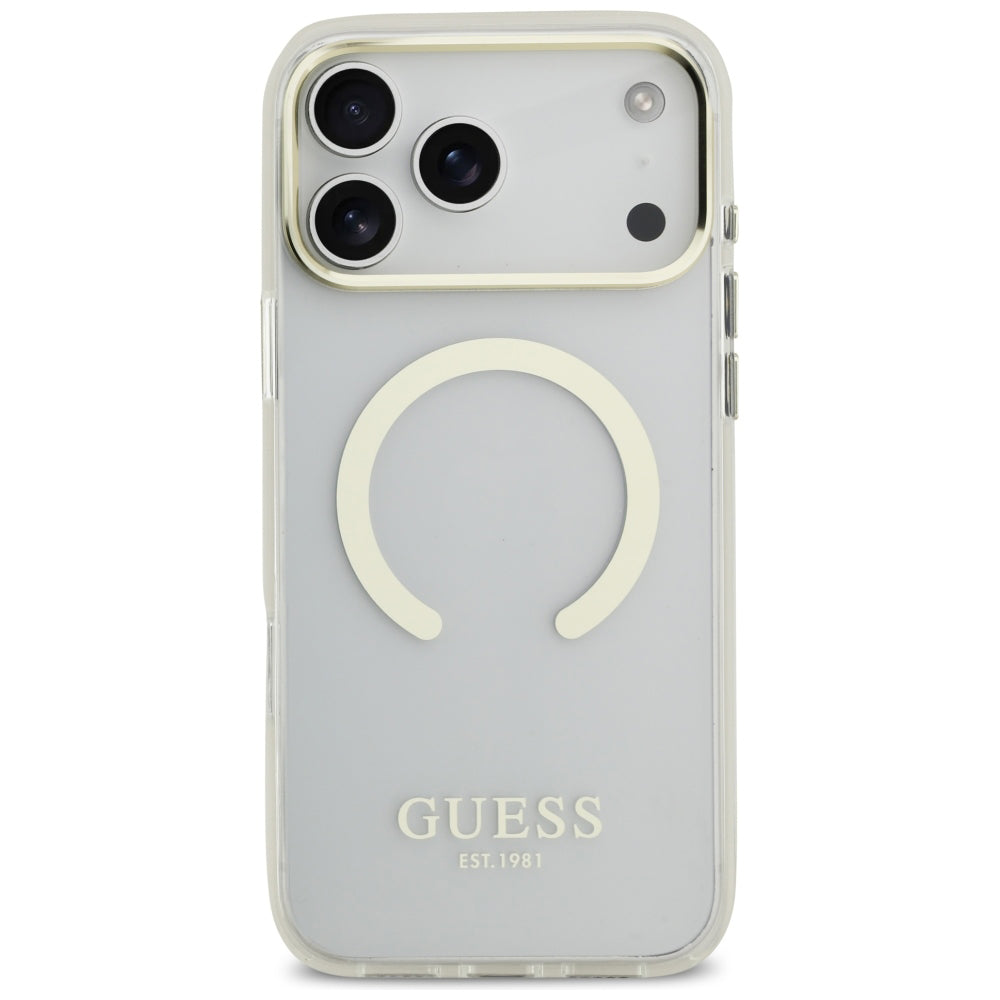 MagSafe maska za Apple iPhone 18 Pro Max, Guess, Metal Outline, Zlatna
