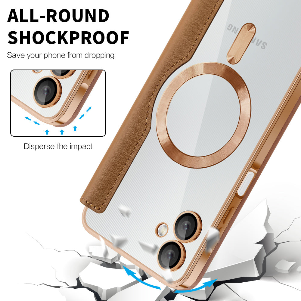 MagSafe futrola za Samsung Galaxy A06 A065, Techsuit, SmartMag Book, Smeđa