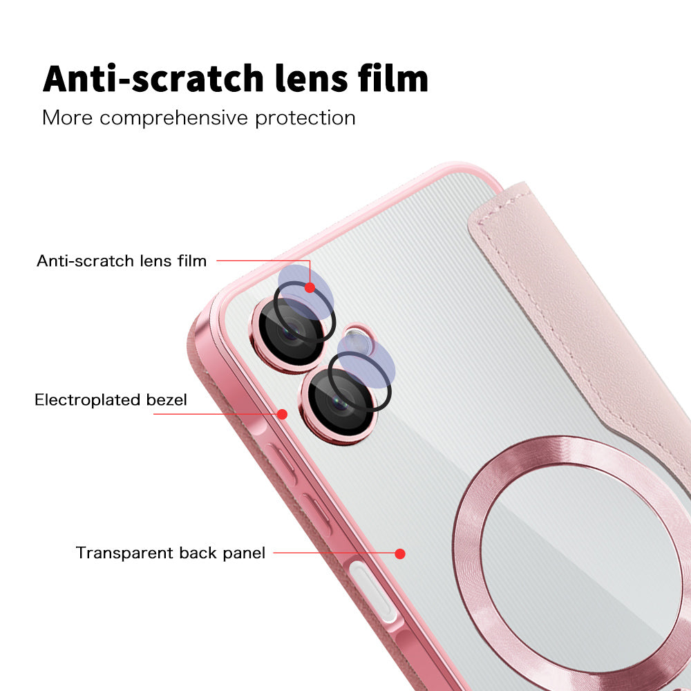 MagSafe futrola za Samsung Galaxy A06 A065, Techsuit, SmartMag Book, Roza