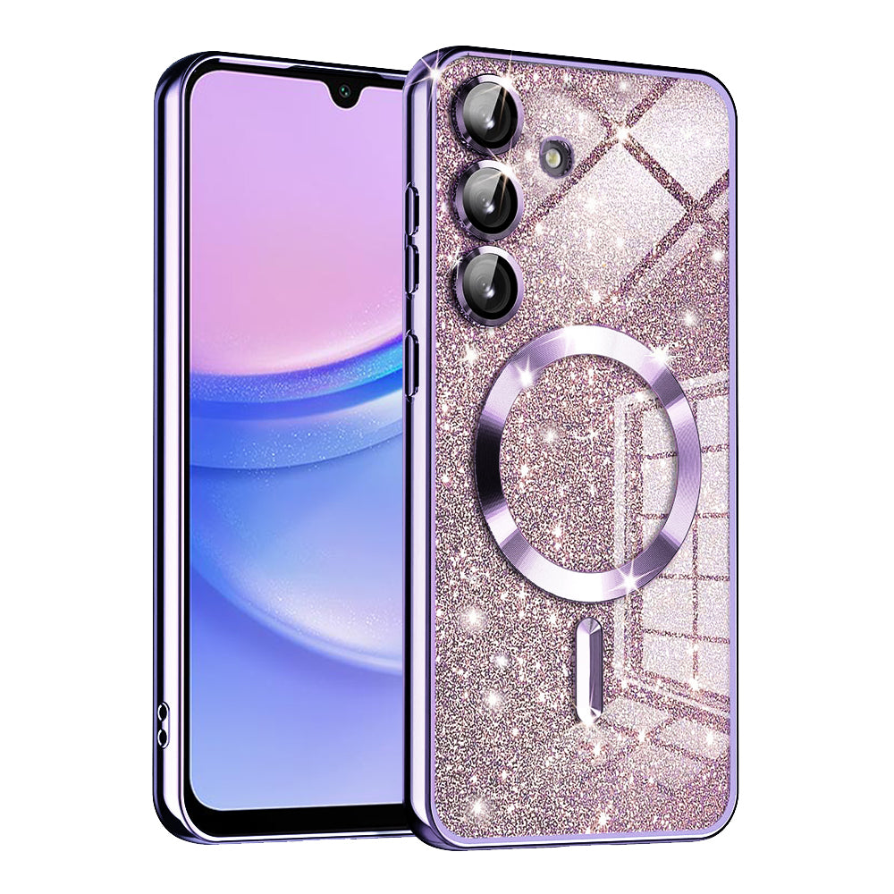 MagSafe futrola za Samsung Galaxy A15 5G A156 / A15 A155, Techsuit, Luxury Glitter, Svijetlo Ljubičasta