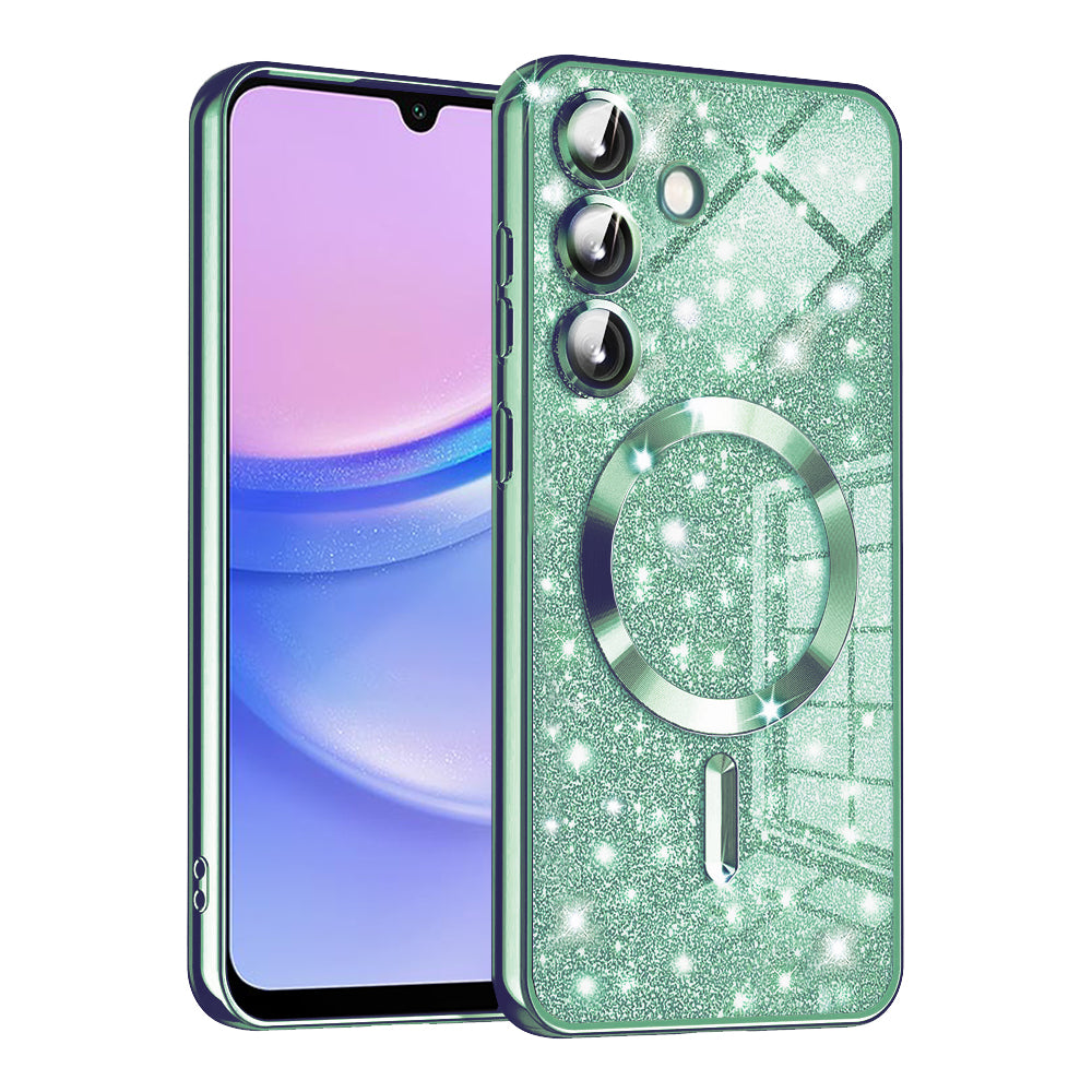 MagSafe futrola za Samsung Galaxy A15 5G A156 / A15 A155, Techsuit, Luxury Glitter, Svijetlo Zelena