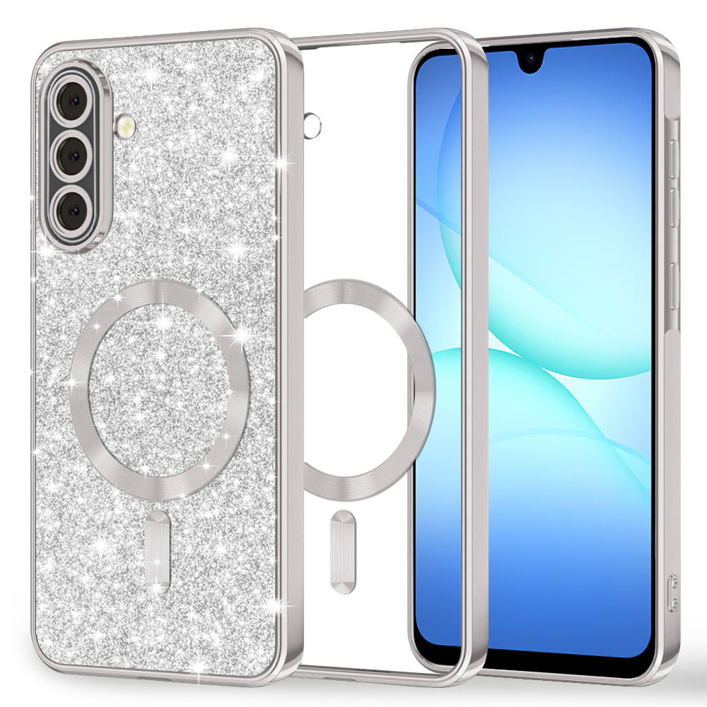 MagSafe futrola za Samsung Galaxy A17 4G / A17 5G, Techsuit, Luxury Glitter, Srebrna