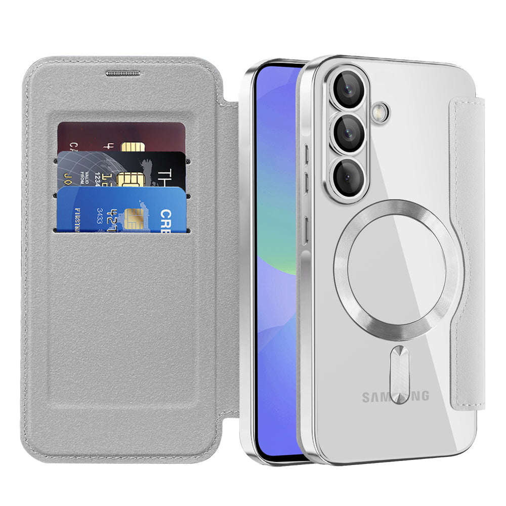 MagSafe futrola za Samsung Galaxy A36 A366, Techsuit, SmartMag Book, Siva