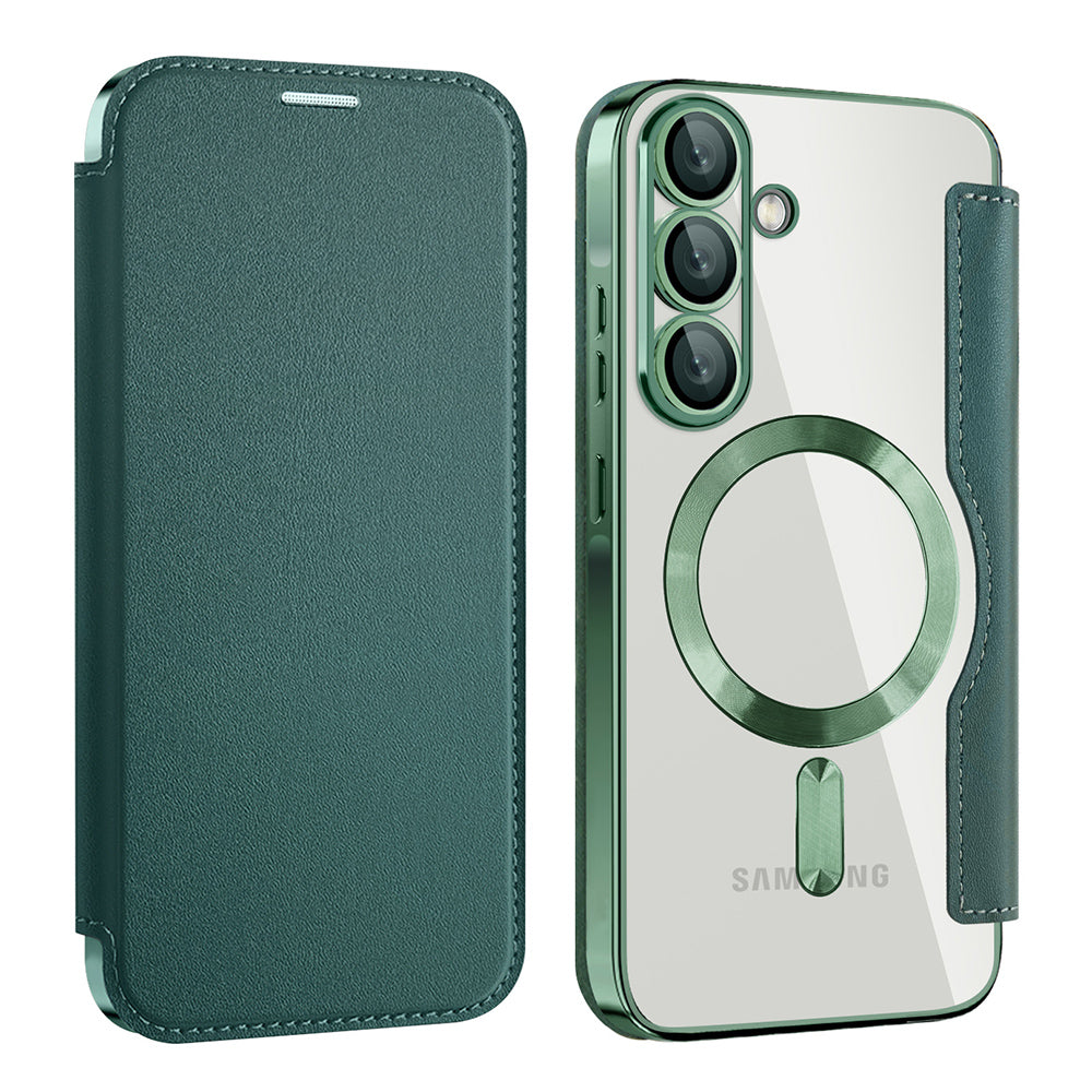 Futrola MagSafe za Samsung Galaxy A37 5G, Techsuit, SmartMag Book, Zelena