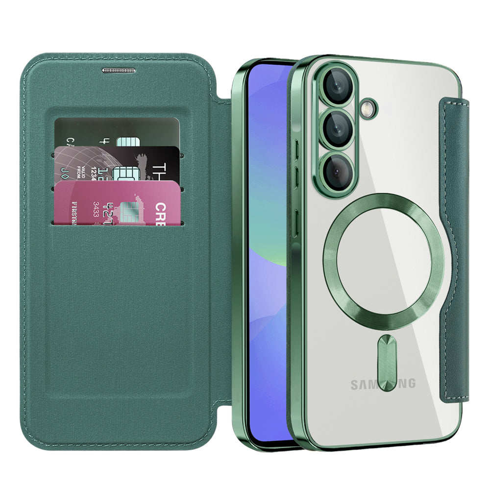 Futrola MagSafe za Samsung Galaxy A37 5G, Techsuit, SmartMag Book, Zelena