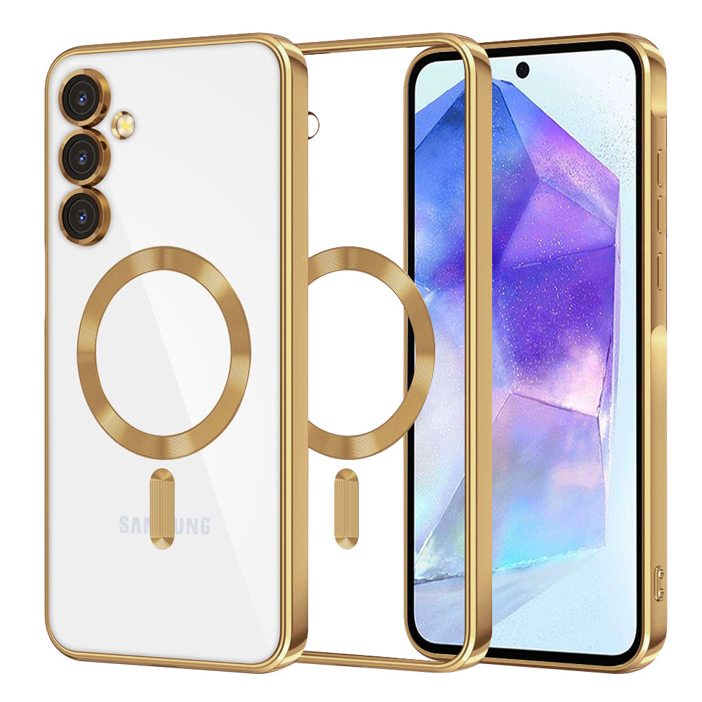 MagSafe maskica za Samsung Galaxy A55 5G A556, Techsuit, Luxury Crystal, Zlatna