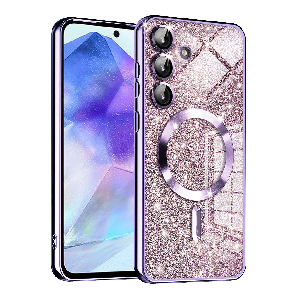 MagSafe maska za Samsung Galaxy A55 5G A556, Techsuit, Luxury Glitter, Svijetlo Ljubičasta