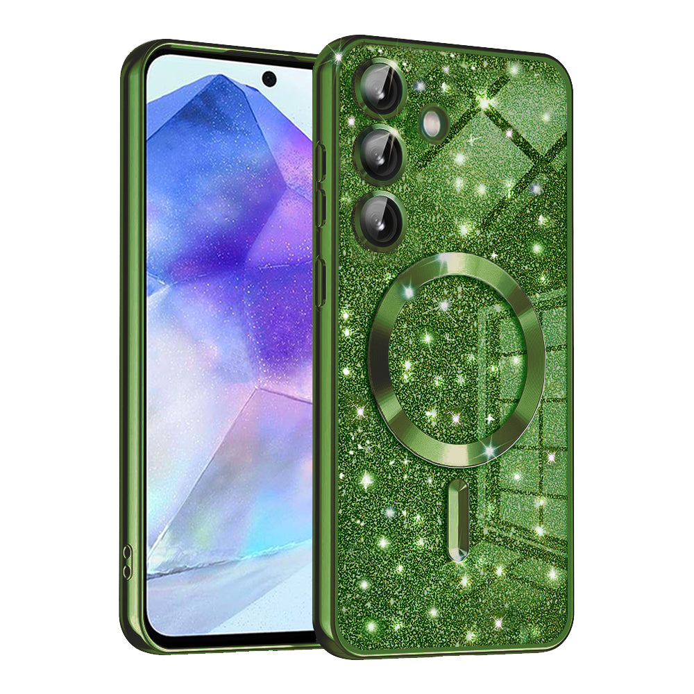MagSafe maska za Samsung Galaxy A55 5G A556, Techsuit, Luxury Glitter, Tamno Zelena