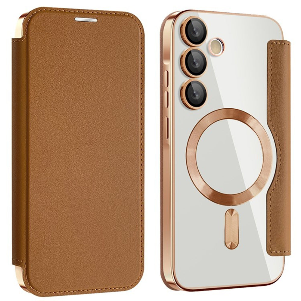 MagSafe futrola za Samsung Galaxy A55 5G A556, Techsuit, SmartMag Book, Smeđa