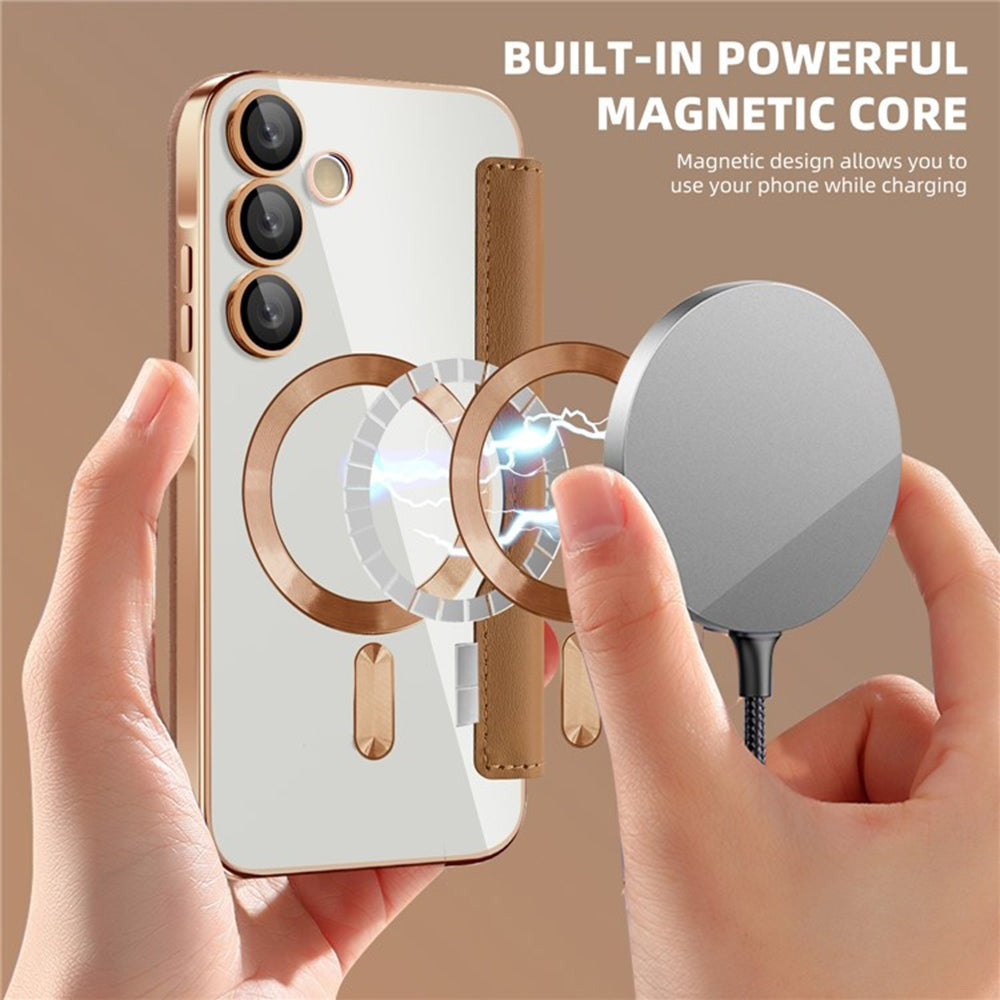 MagSafe futrola za Samsung Galaxy A55 5G A556, Techsuit, SmartMag Book, Smeđa