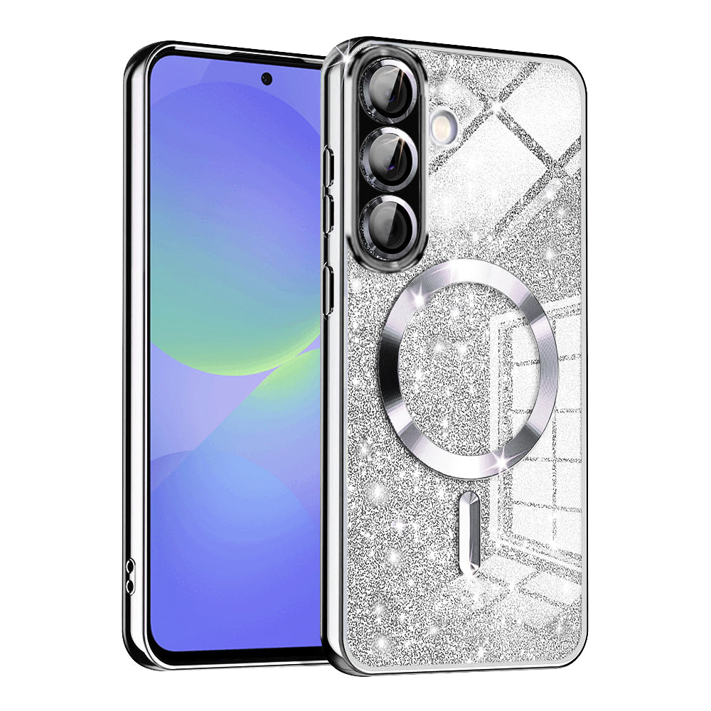 MagSafe futrola za Samsung Galaxy A56 A566 / A36 A366, Techsuit, Luxury Glitter, Srebrna