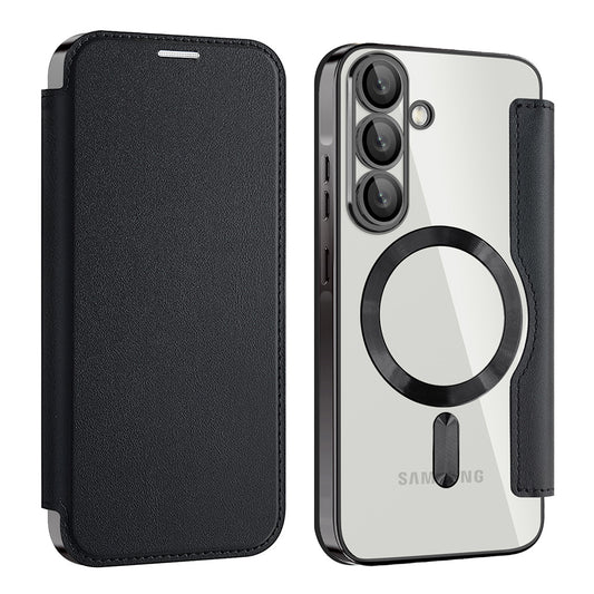 MagSafe futrola za Samsung Galaxy A56 A566, Techsuit, SmartMag Book, Crna