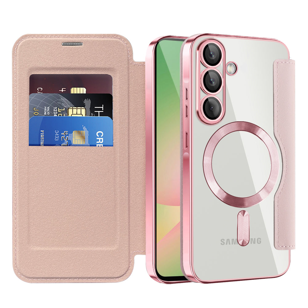Futrola MagSafe za Samsung Galaxy A57 5G, Techsuit, SmartMag Book, Roza