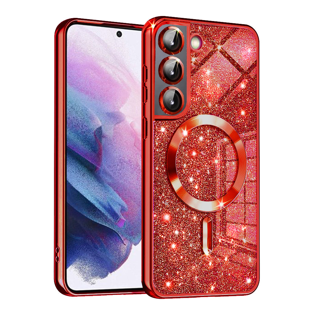 MagSafe futrola za Samsung Galaxy S21 5G G991, Techsuit, Luxury Glitter, Crvena