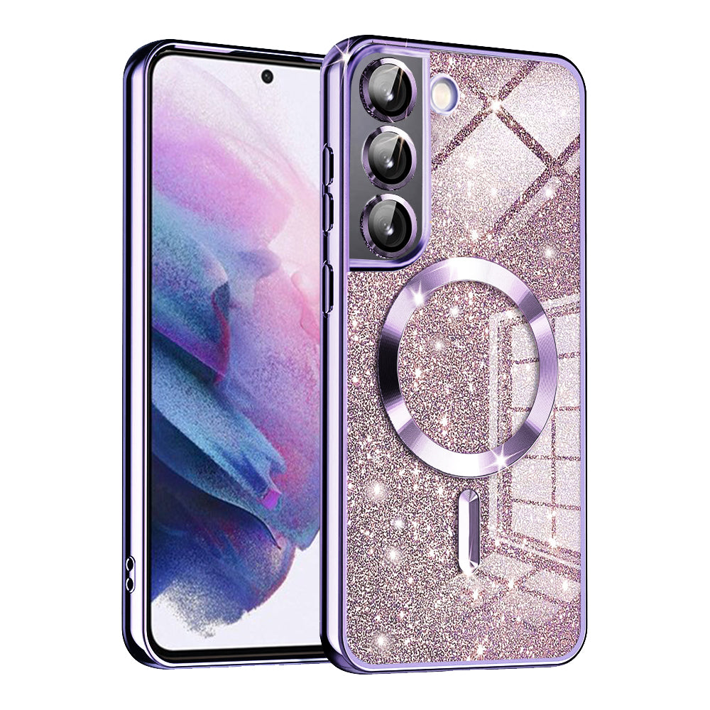 MagSafe maska za Samsung Galaxy S22 5G S901, Techsuit, Luxury Glitter, Svijetlo Ljubičasta