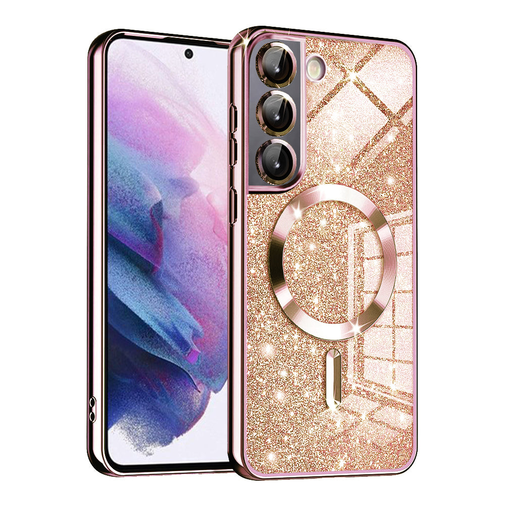 MagSafe futrola za Samsung Galaxy S22 5G S901, Techsuit, Luxury Glitter, Ružičasto Zlatna