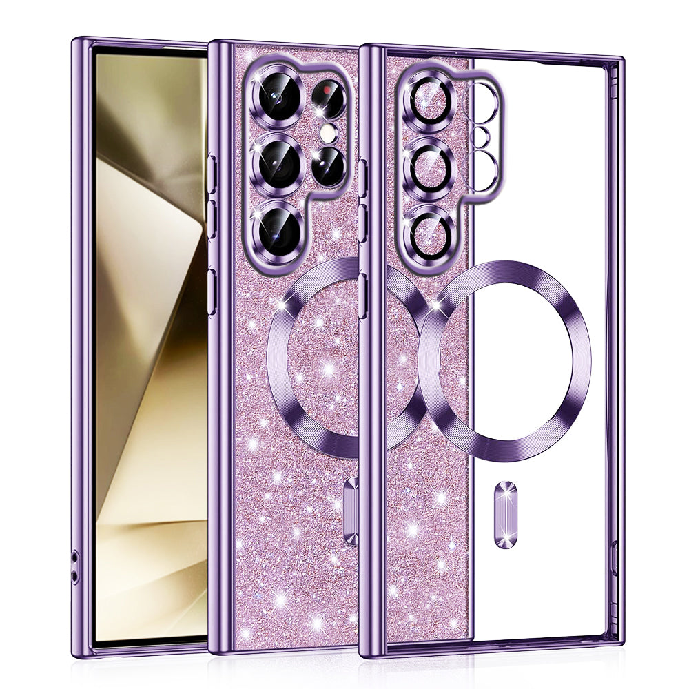 MagSafe maska za Samsung Galaxy S22 Ultra 5G S908, Techsuit, Luxury Glitter, Svijetlo Ljubičasta