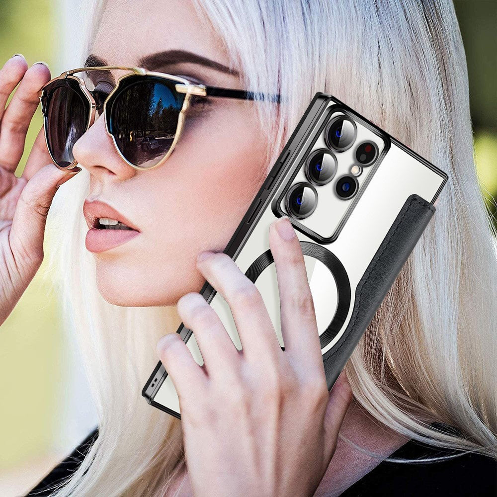 MagSafe futrola za Samsung Galaxy S22 Ultra 5G S908, Techsuit, SmartMag Book, Crna