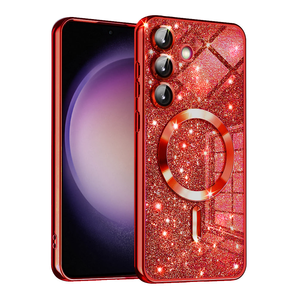MagSafe maska za Samsung Galaxy S23 FE S711, Techsuit, Luxury Glitter, Crvena