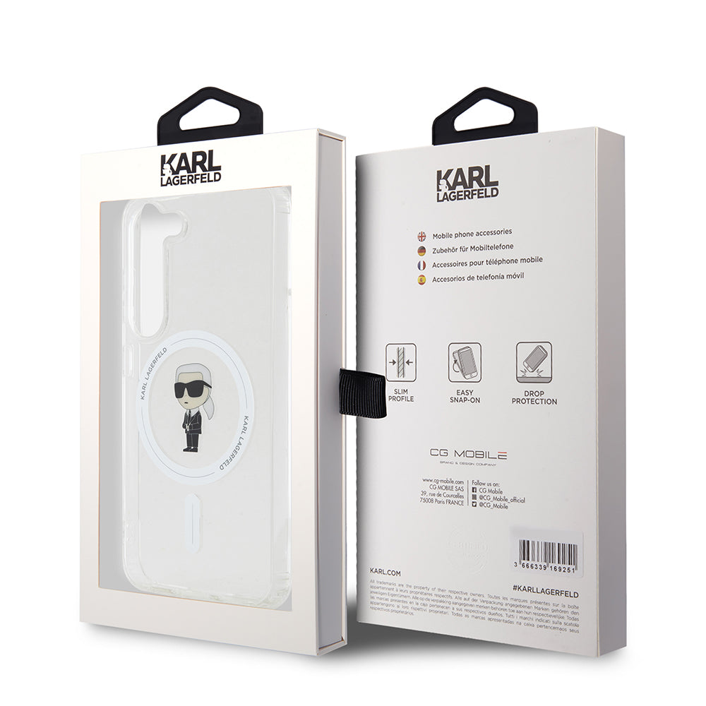MagSafe futrola za Samsung Galaxy S23 S911, Karl Lagerfeld, IML Ikonik Karl, Prozirna