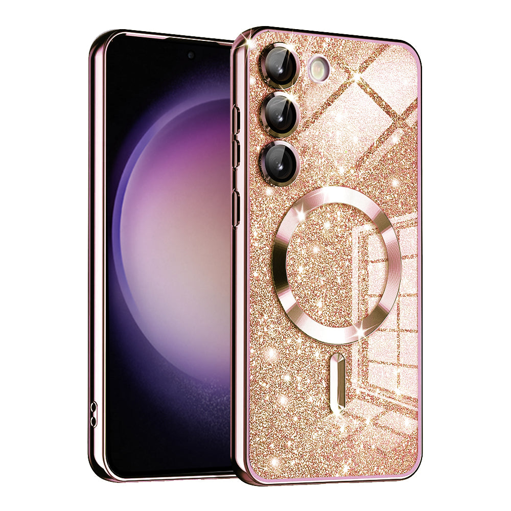 MagSafe futrola za Samsung Galaxy S23 S911, Techsuit, Luxury Glitter, Ružičasto Zlatna