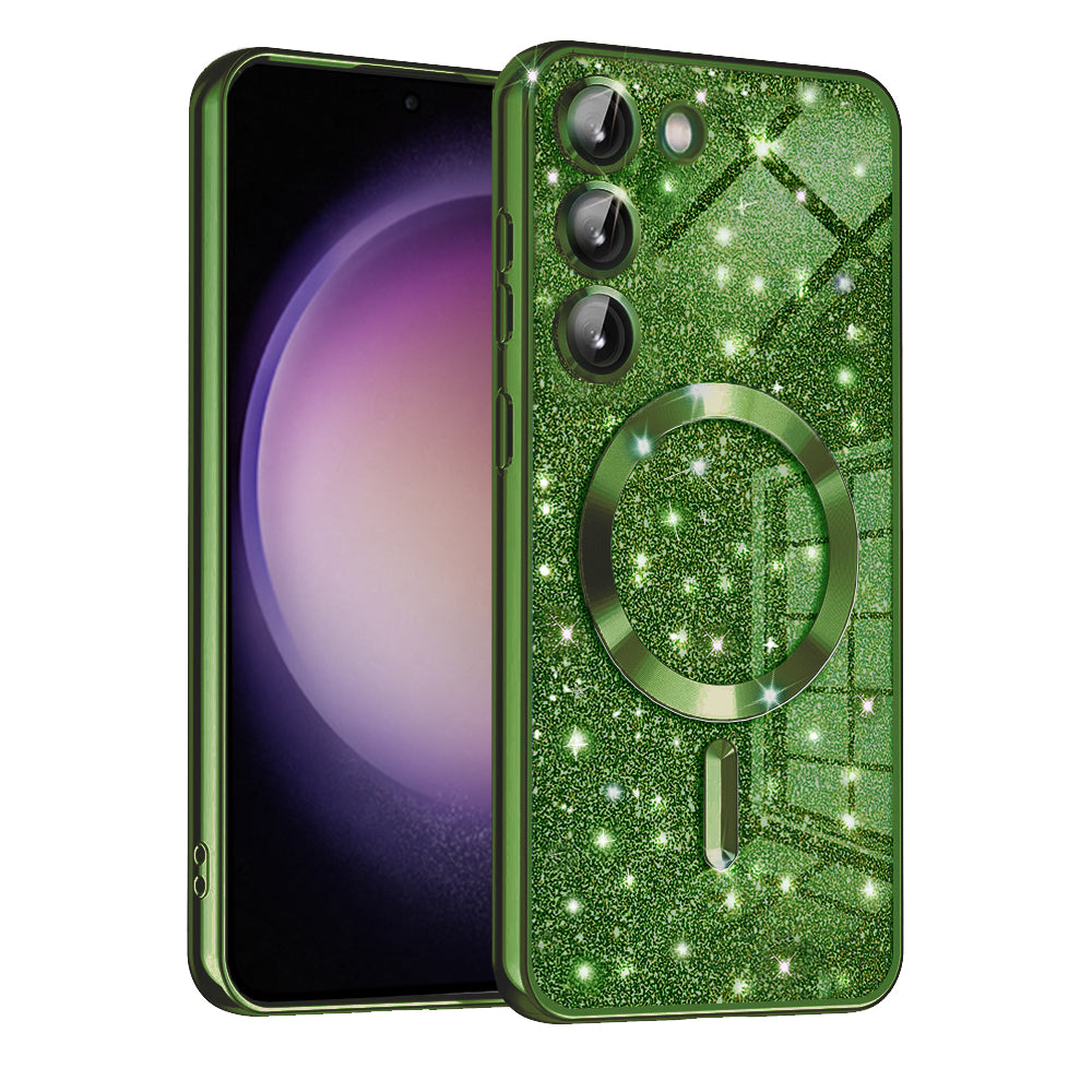 MagSafe futrola za Samsung Galaxy S23 S911, Techsuit, Luxury Glitter, Tamno Zelena