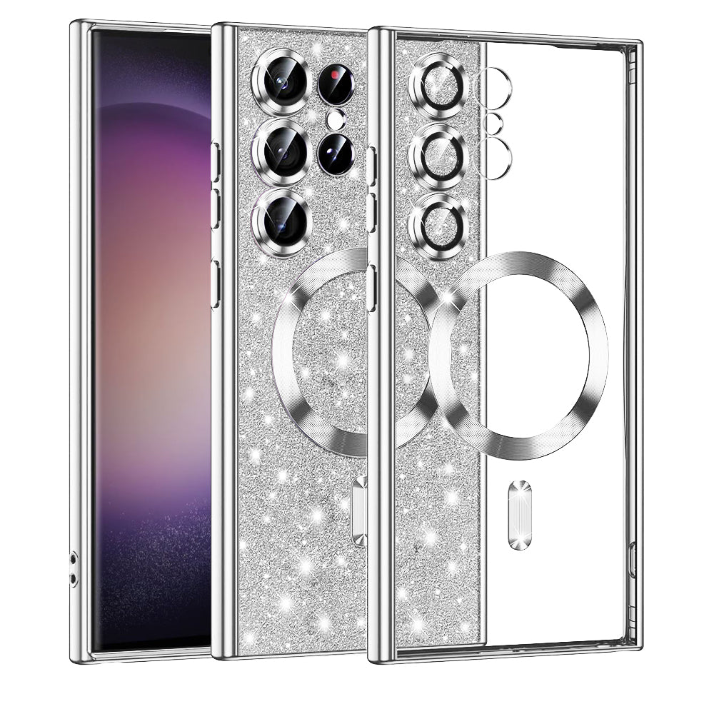 MagSafe futrola za Samsung Galaxy S23 Ultra S918, Techsuit, Luxury Glitter, Srebrna