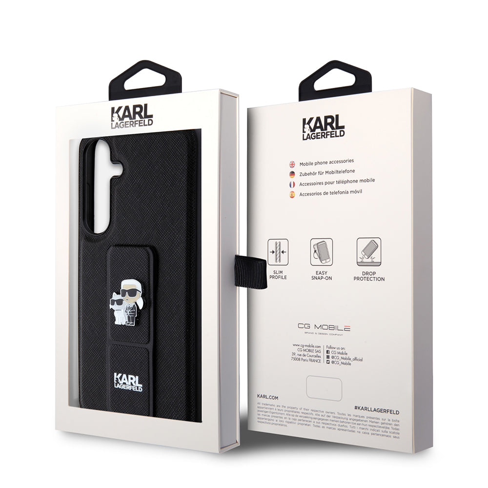 MagSafe futrola za Samsung Galaxy S24+ S926, Karl Lagerfeld, Saffiano Gripstand Karl & Choupette, Crna