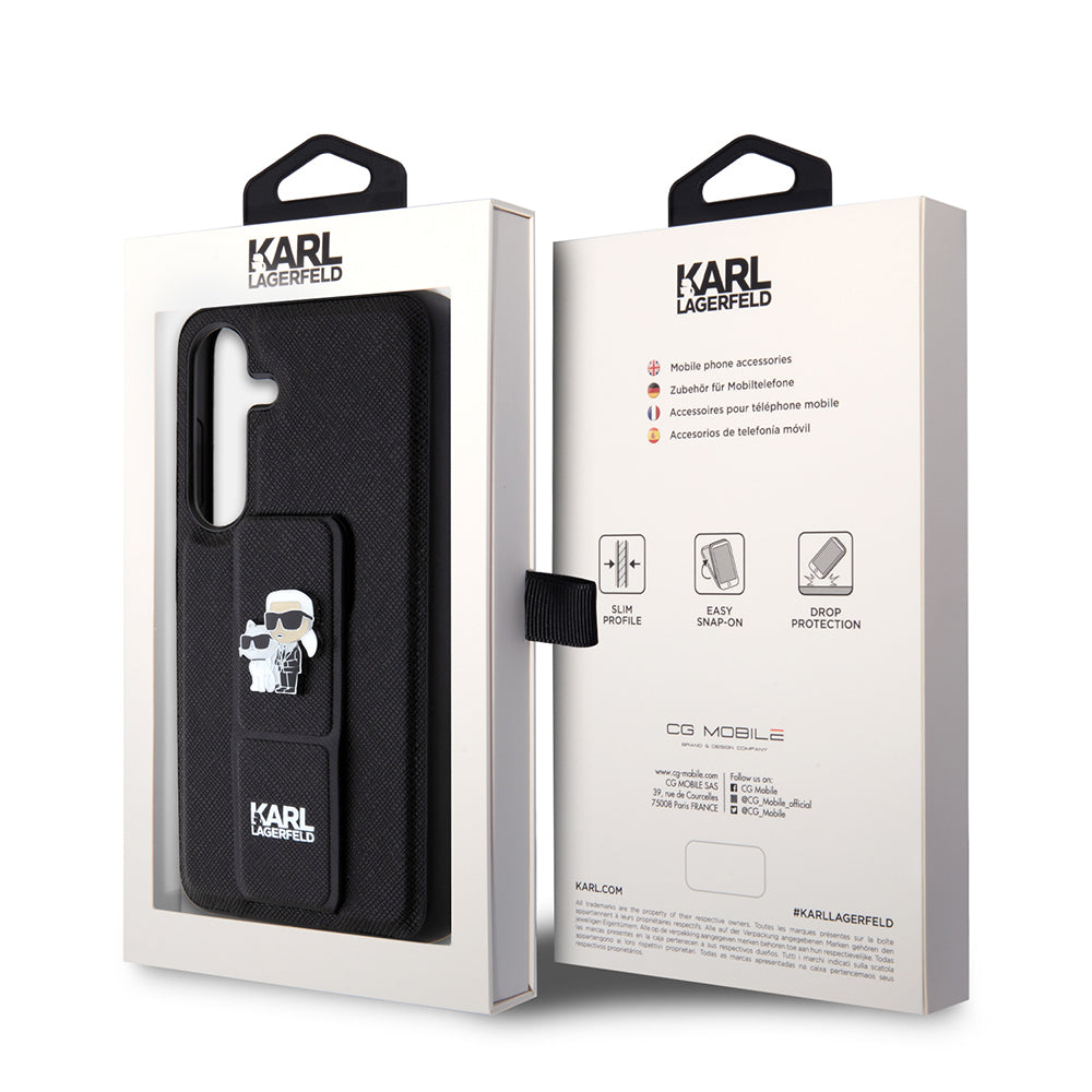 MagSafe futrola za Samsung Galaxy S24 S921, Karl Lagerfeld, Saffiano Gripstand Karl & Choupette, Crna