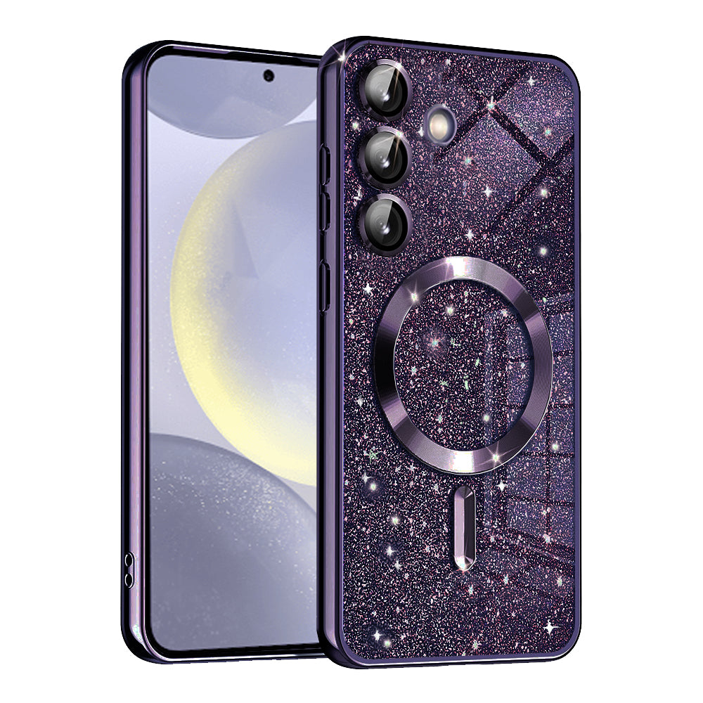 MagSafe maska za Samsung Galaxy S24 S921, Techsuit, Luxury Glitter, Tamno Ljubičasta