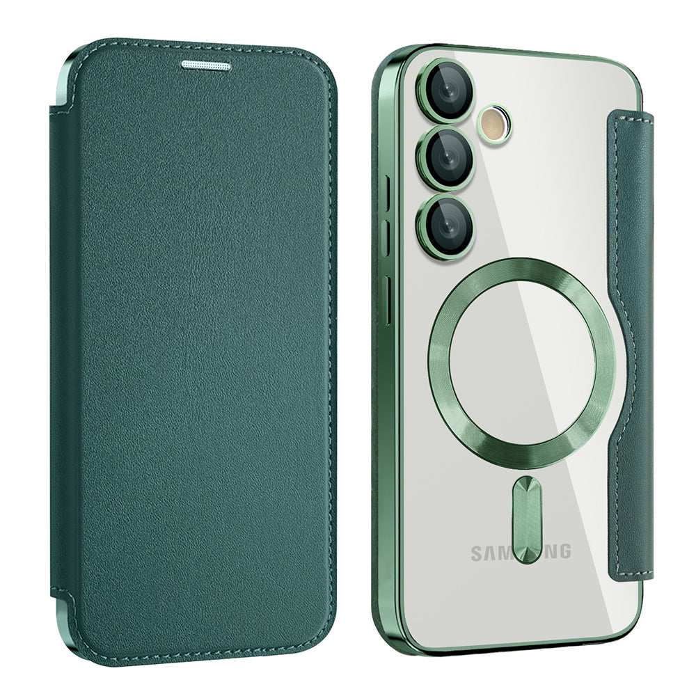 MagSafe futrola za Samsung Galaxy S24 S921, Techsuit, SmartMag Book, Zelena