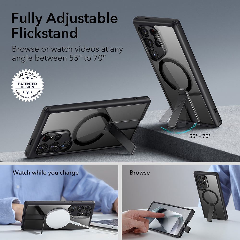 Futrola MagSafe za Samsung Galaxy S24 Ultra S928, ESR, Boost Flickstand, Crno Prozirna