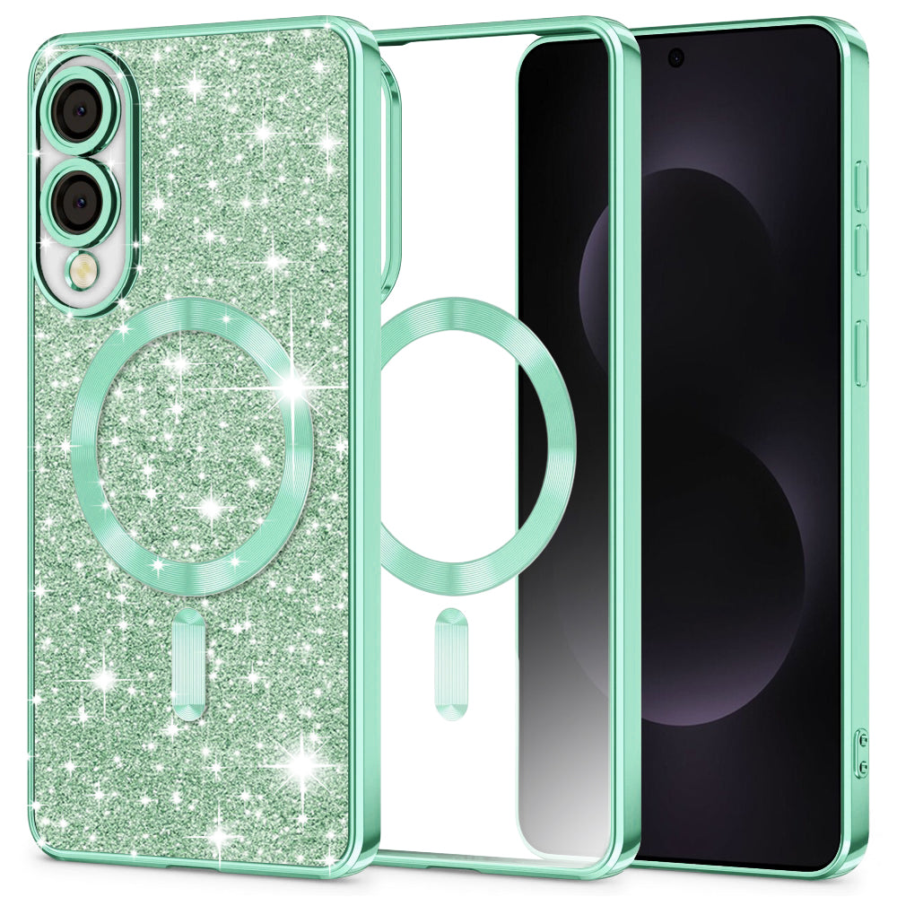 MagSafe futrola za Samsung Galaxy S25 Edge S937, Techsuit, Luxury Glitter, Svijetlo Zelena