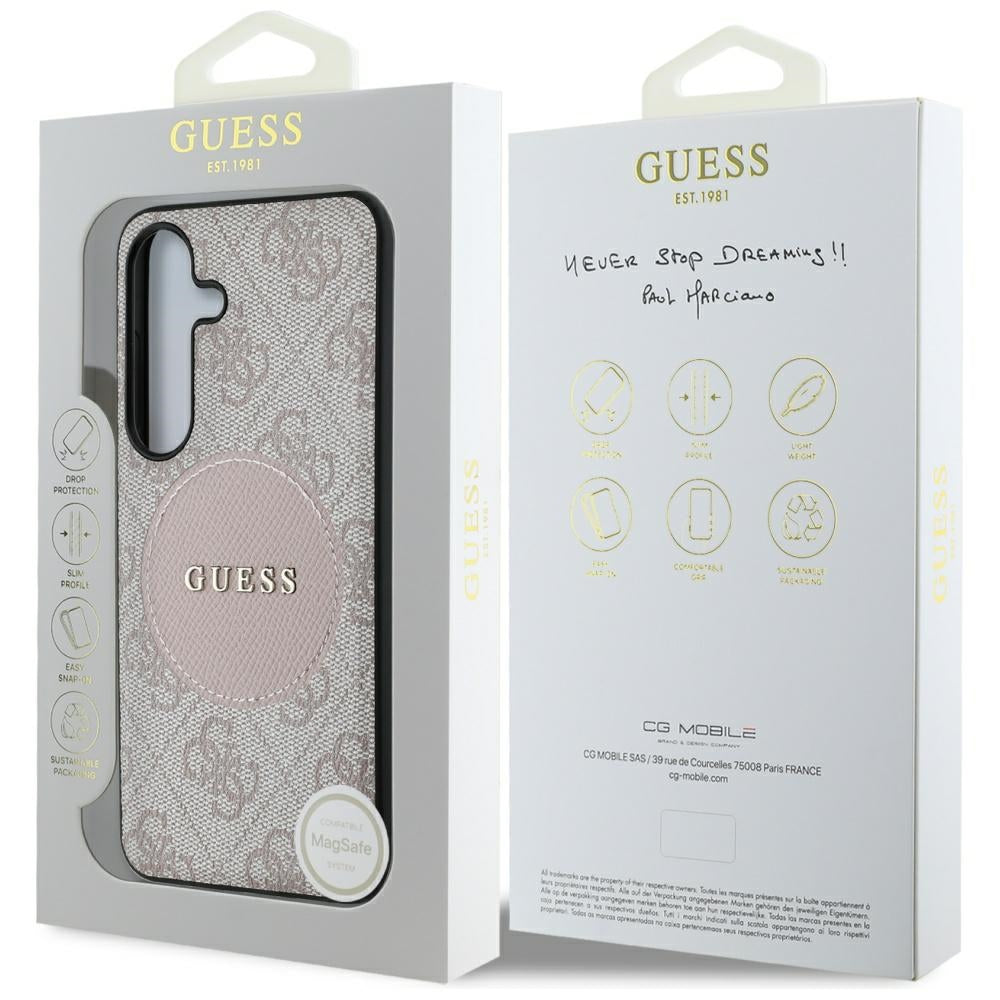 Futrola MagSafe za Samsung Galaxy S25+ S936, Guess, 4G Circle Classic Logo, Roza
