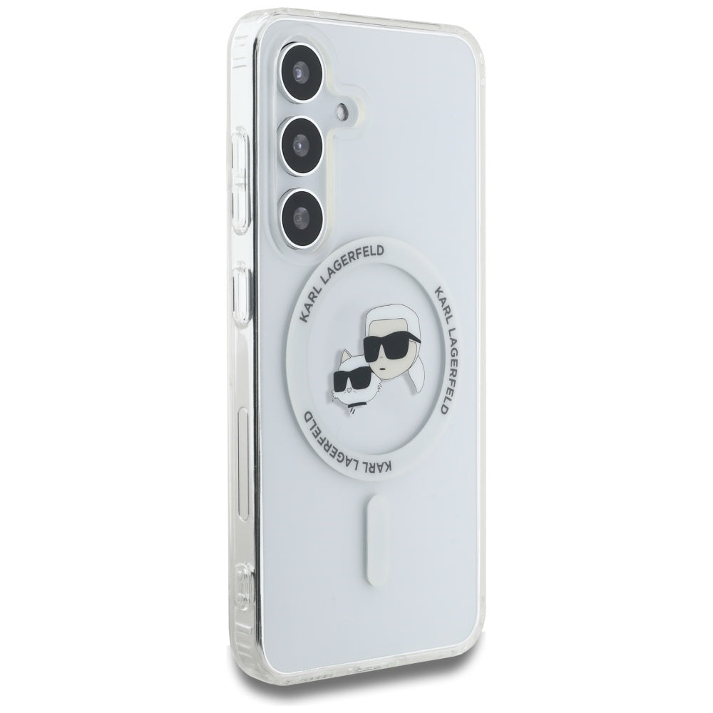 Futrola MagSafe za Samsung Galaxy S25+ S936, Karl Lagerfeld, IML Metal Karl & Choupette's Heads, Srebrna
