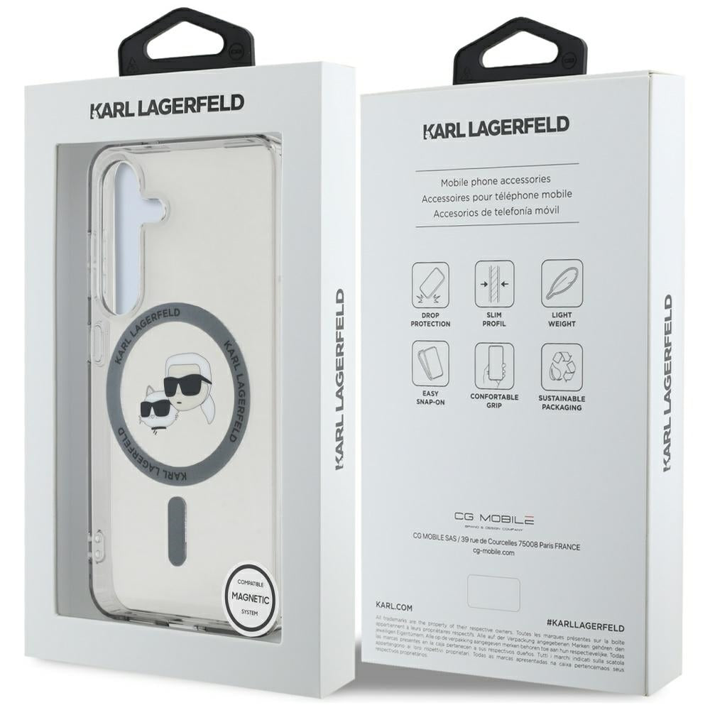 Futrola MagSafe za Samsung Galaxy S25+ S936, Karl Lagerfeld, IML Metal Karl & Choupette's Heads, Crna