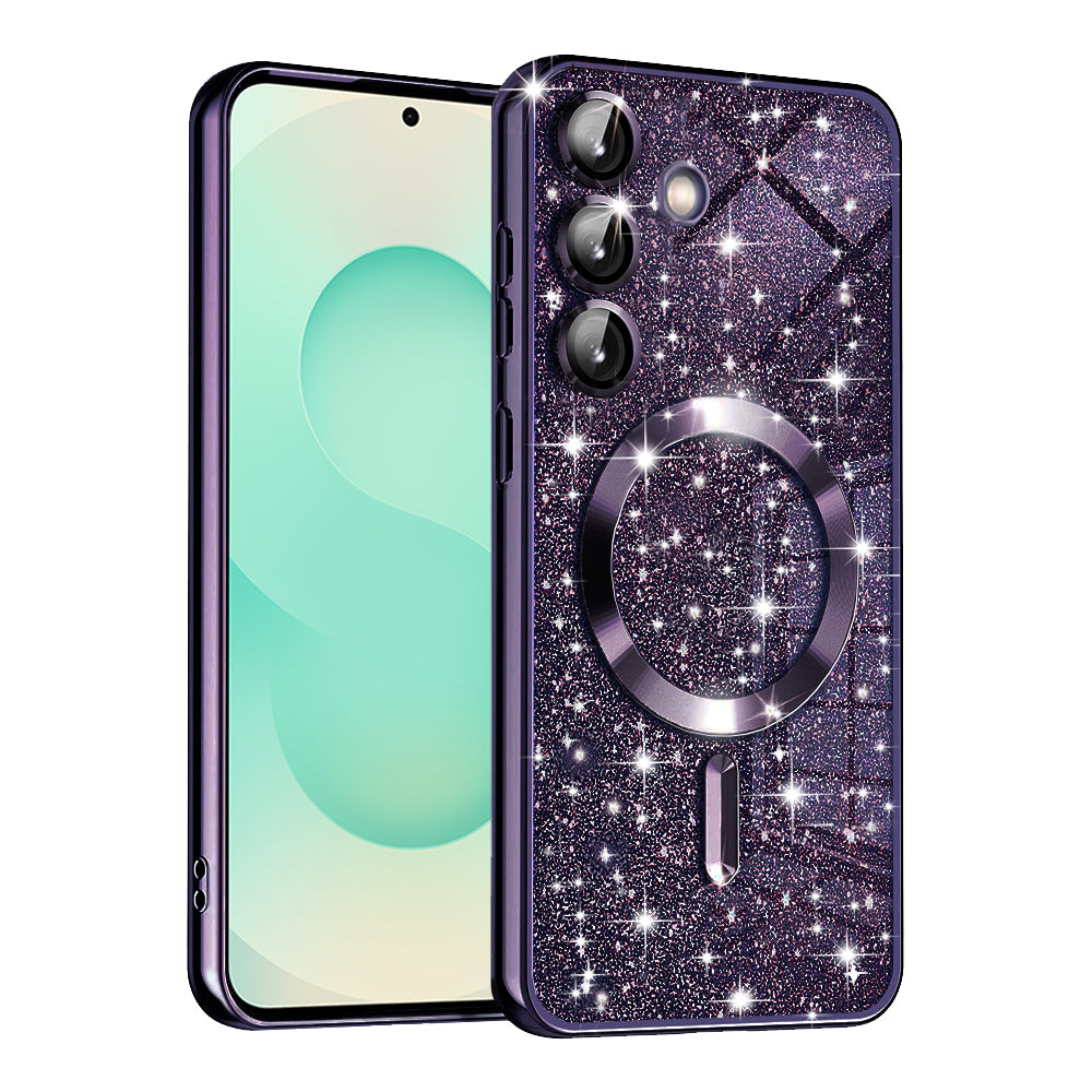 MagSafe futrola za Samsung Galaxy S25+ S936, Techsuit, Luxury Glitter, Tamno Ljubičasta