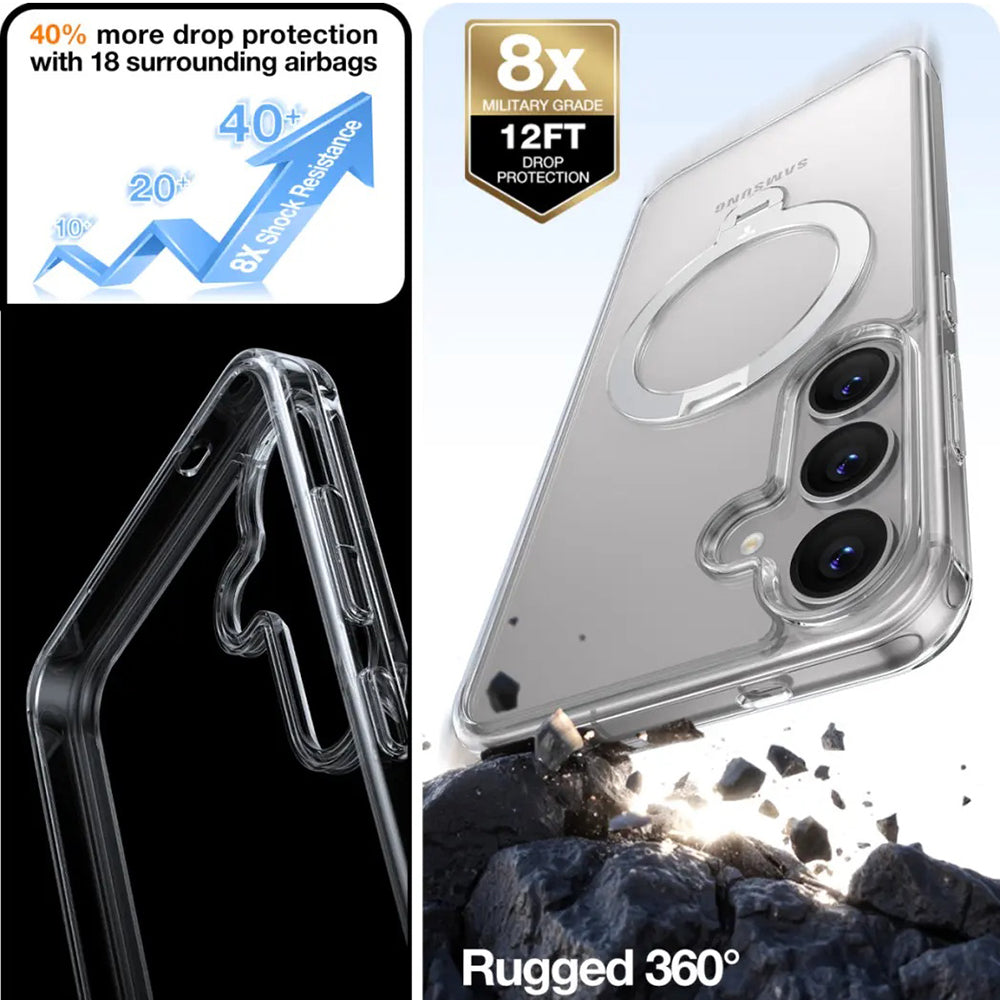 Futrola MagSafe za Samsung Galaxy S25+ S936, Torras, Ostand Spin, Prozirna