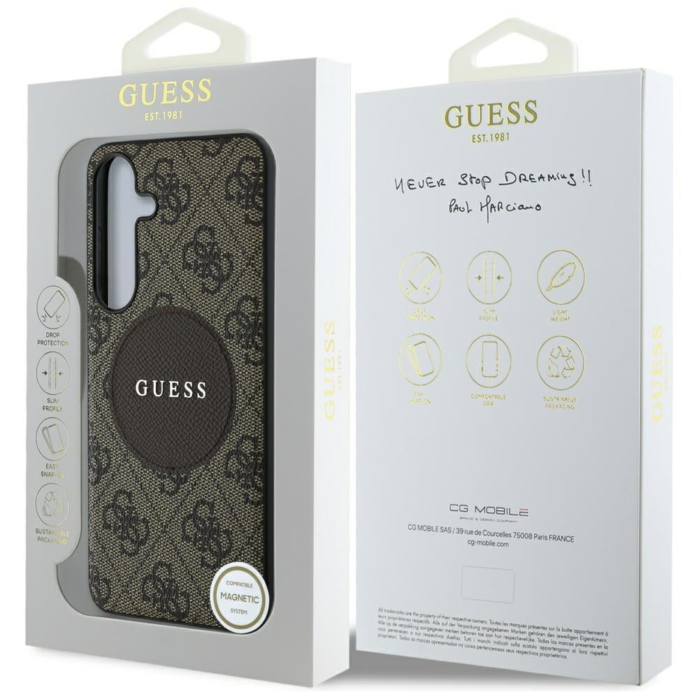 MagSafe futrola za Samsung Galaxy S25 S931, Guess, 4G Circle Classic Logo, smeđa
