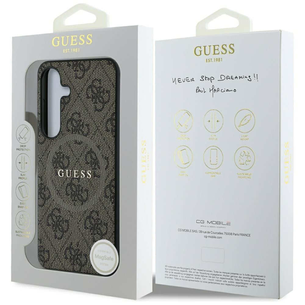 MagSafe futrola za Samsung Galaxy S25 S931, Guess, 4G Ring Classic Logo, smeđa